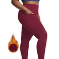 thumbnail image 4 of ManxiVoo Plus Size Thermal Fleece Lined High Waist Leggings with Convenient Pockets for Winter Workouts and Yoga Practice XL Size Red, 4 of 7