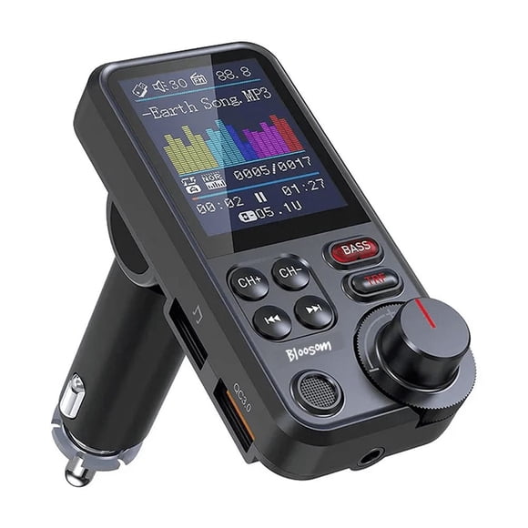 Transmisor Fm  Bloosom Receptor Bluetooth Ecualizador Pantalla Graves Negro