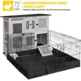 thumbnail image 6 of Aivituvin Wood Rabbit Hutch Bunny Cage with Wheel, Two Layer Guinea Pig House for Outdoors & Indoors, 6 of 12