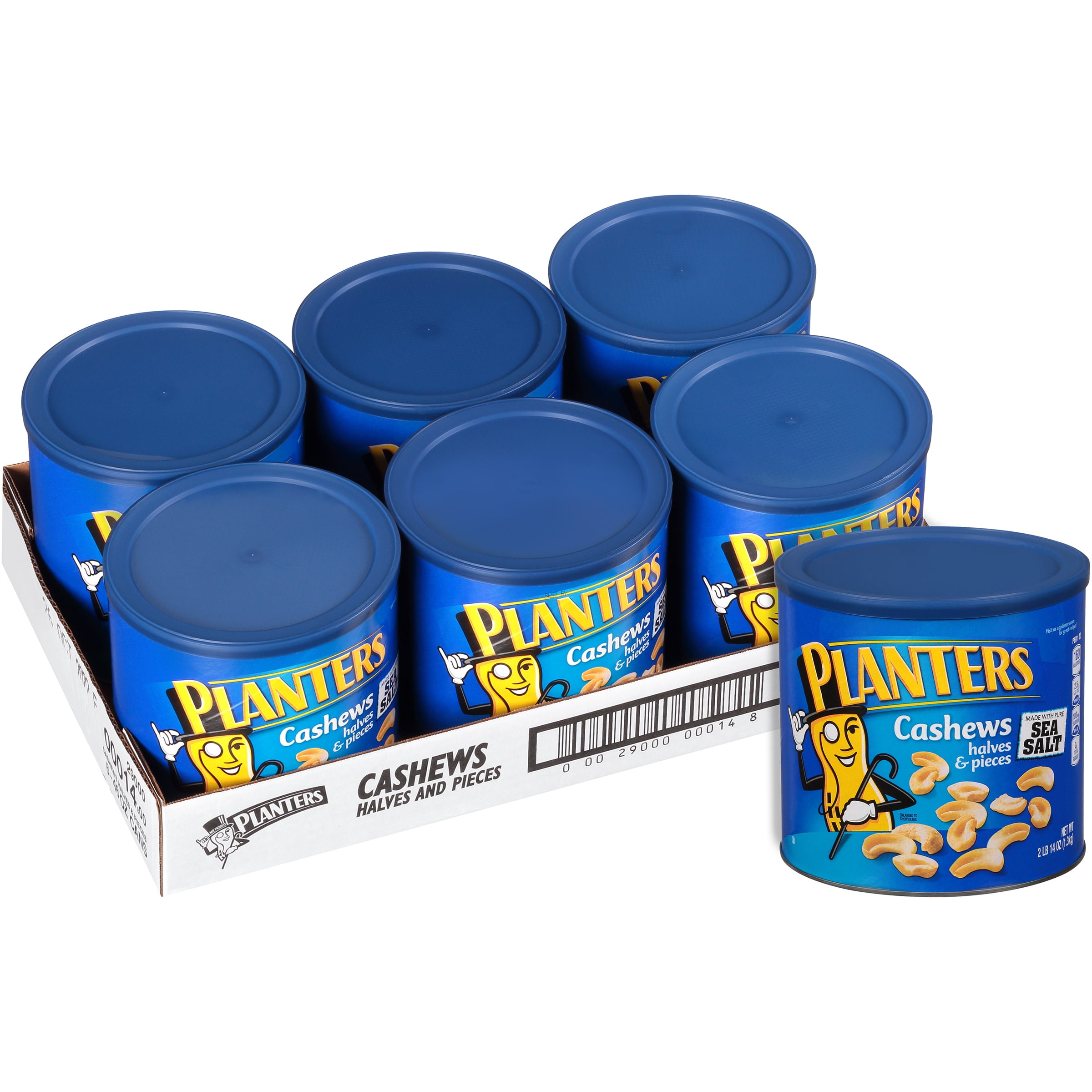 Planters Cashews Halves & Pieces with Sea Salt, 6 ct Casepack, 46 oz