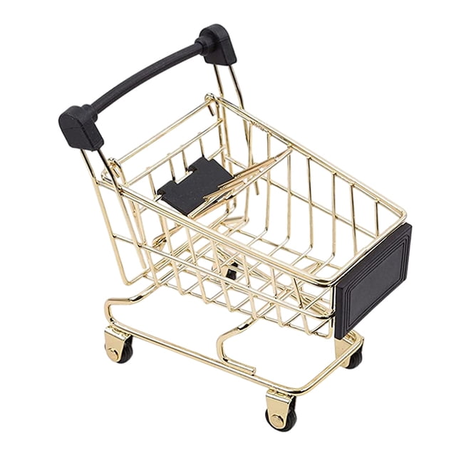 1 cesta de almacenaje mini dorada con forma de carrito para el hogar y la oficina