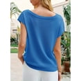 thumbnail image 6 of Short Sleeve Womens One Shoulder Sweater Tops Casual Loose Knit Going Out Shirt, 6 of 6