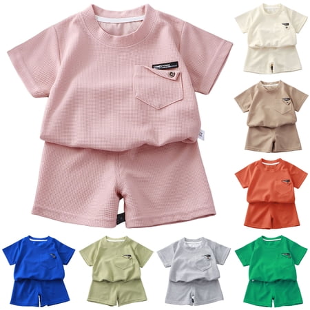 Clothes for Boys Size 6 Kids Boys Short Sleeve Outfits Crewneck T Shirt And Shorts Quick Dry Casual Tracksuits 2 Piece Kid Outfit Size 4-12T