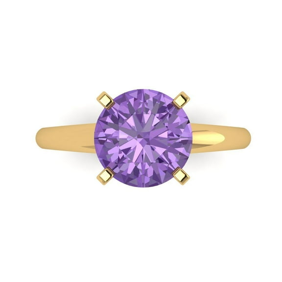Solitaire Engagement Ring for Women - 2.5ct Simulated Alexandrite in 18K Yellow Gold Promise Ring