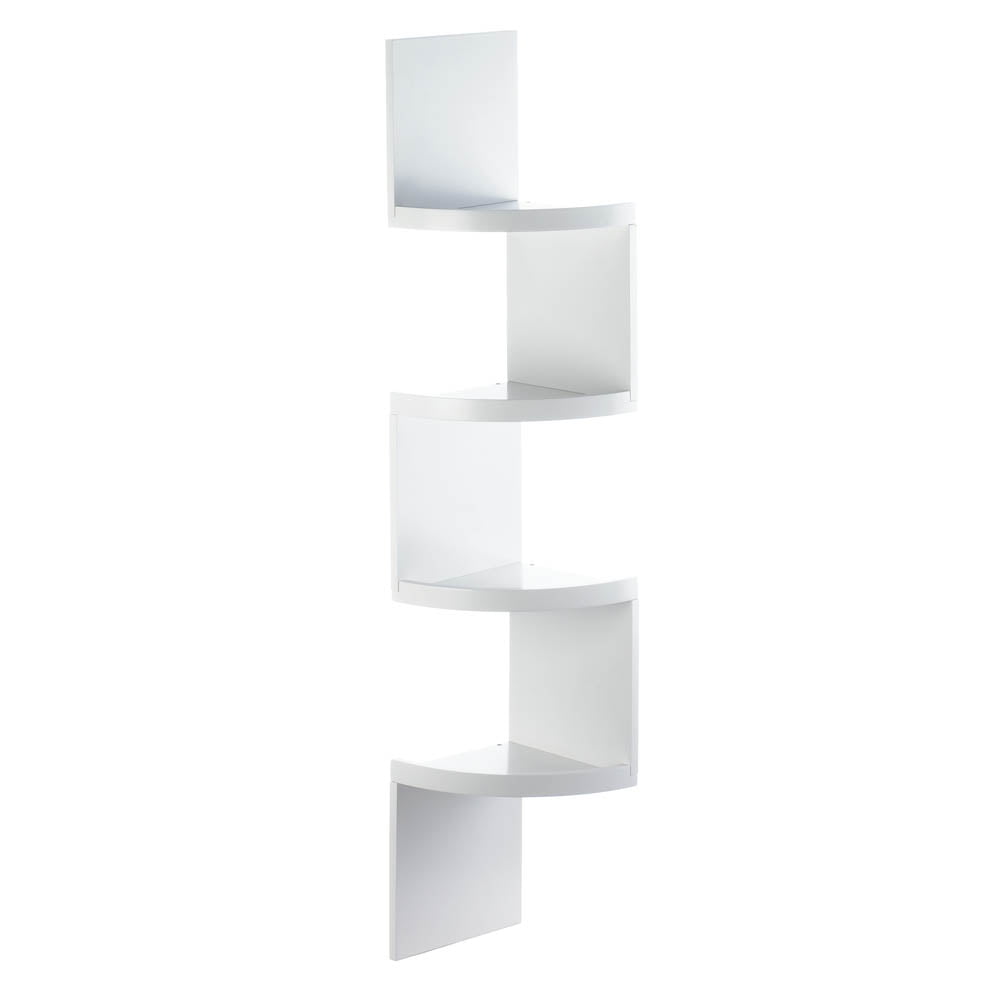 Corner Shelf Unit Storage Rustic White 4 Tier