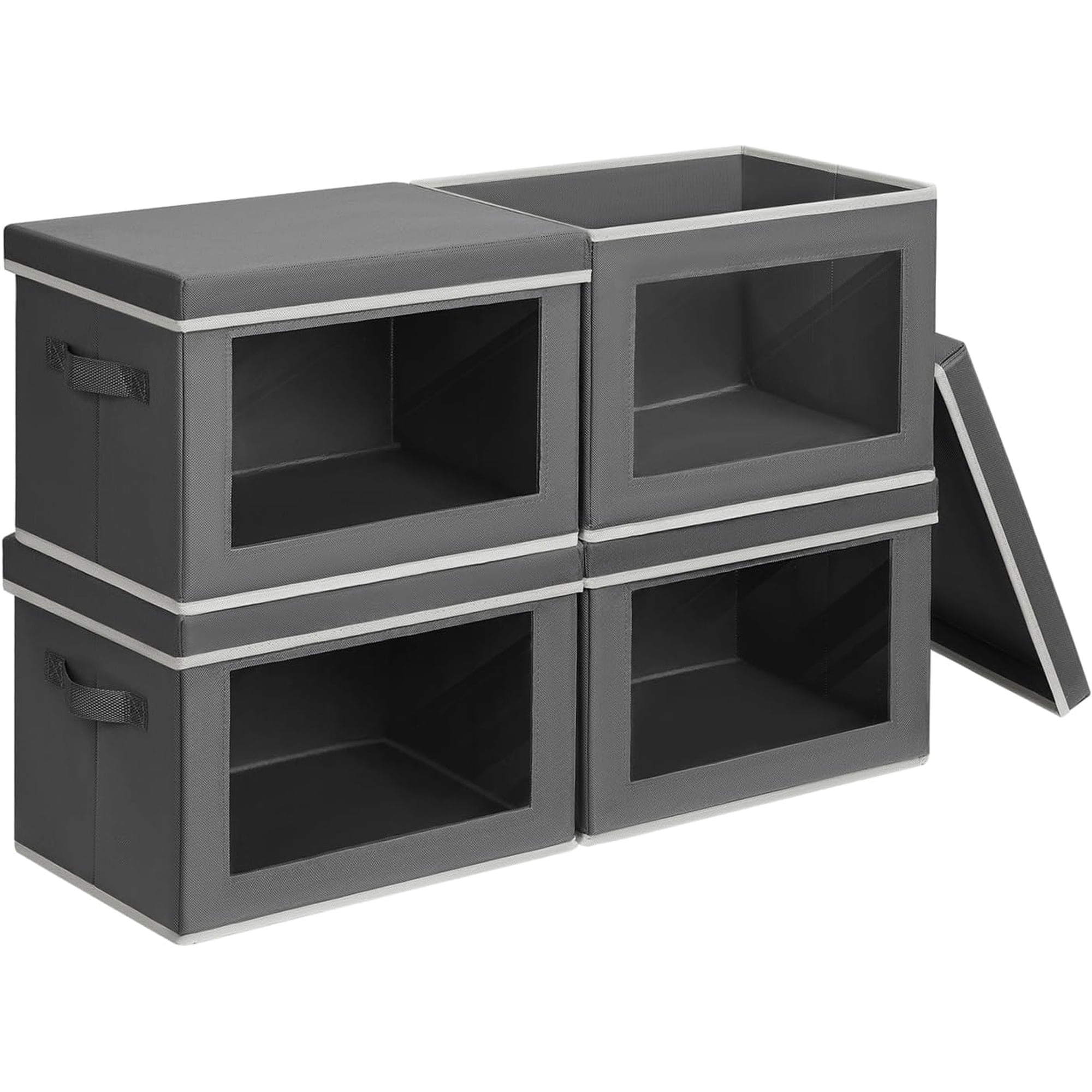 Fabric Storage Bins with Lids Collapsible Closet Organizer Boxes with Window Stackable Decorative Cube Baskets for Clothes Towels Storage for Home Dorm