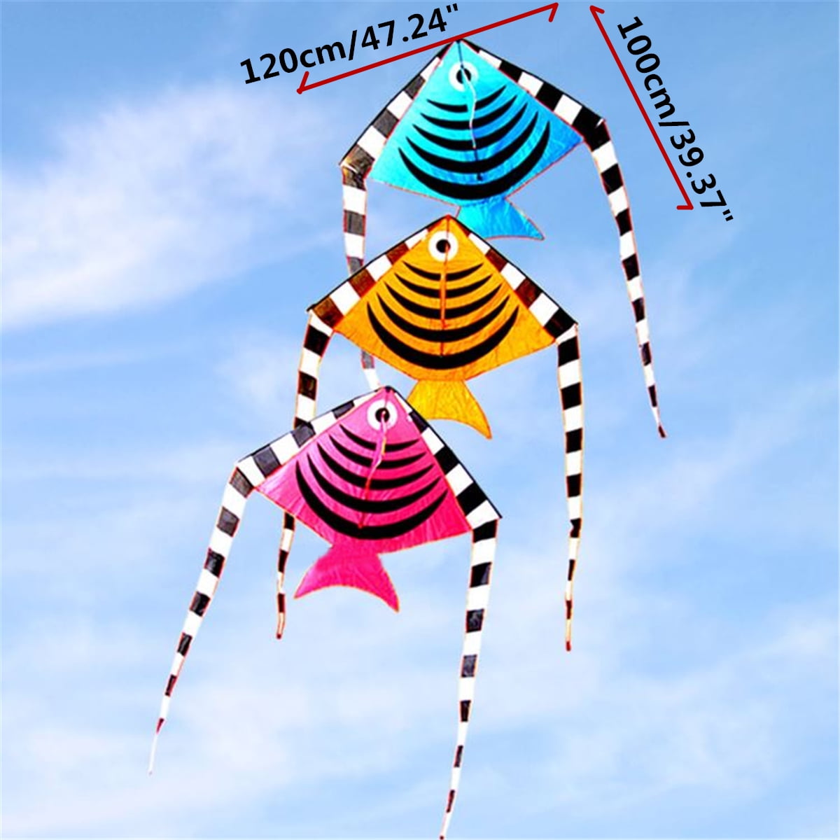 1.2m 48'' Flying Fish Kite Tail Outdoor Sport Game Children Kids Fun Toy Gift 