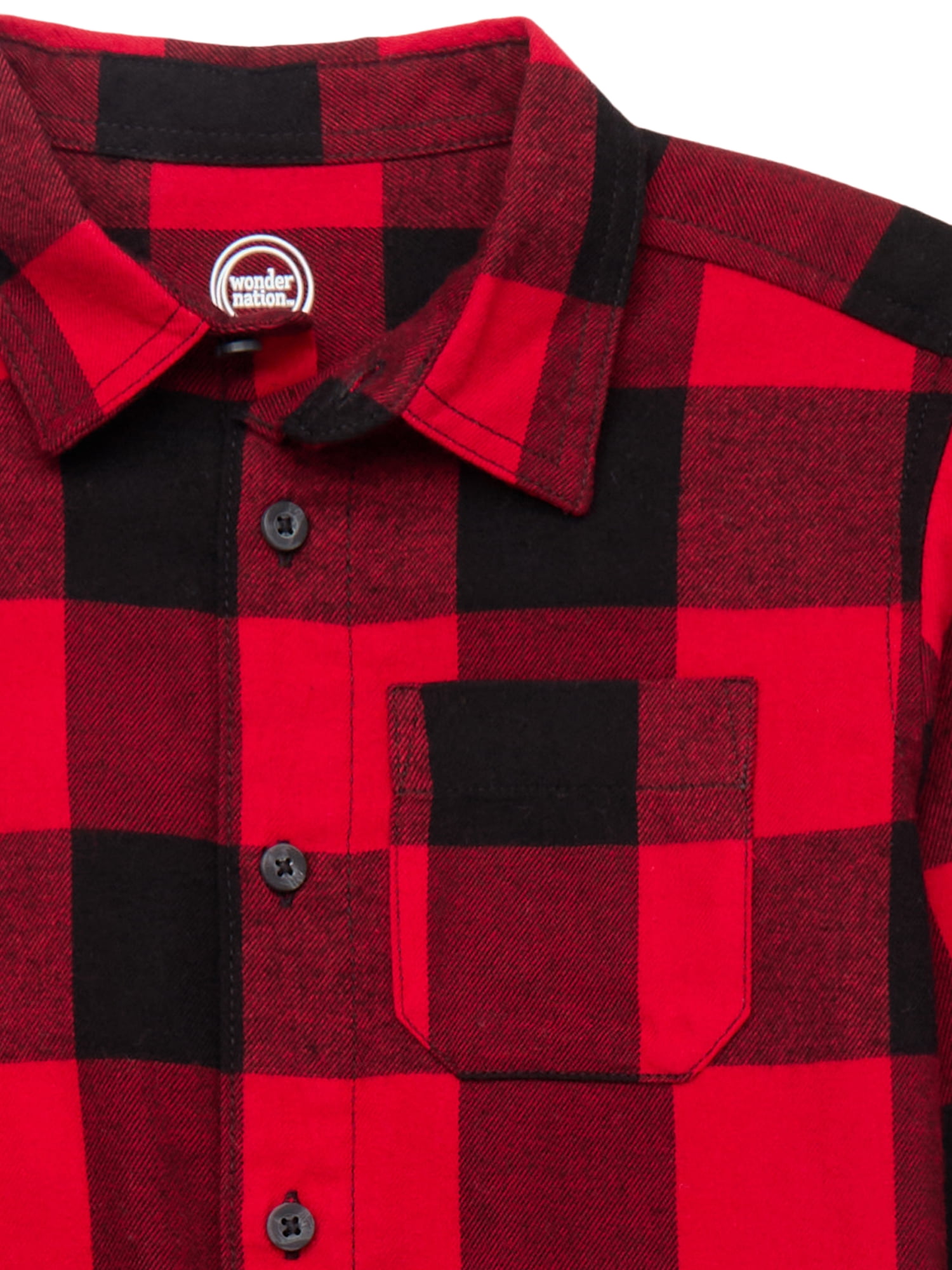 Wonder Nation Boy's Long Sleeve Flannel Shirt, Sizes 4-18 & Husky