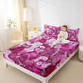 thumbnail image 3 of Manfei Kawaii Kitten Bed Sheets, Boho Swirl Abstract Full Size Sheets, Magenta, 4 Pieces, 1 Flat Sheet, 1 Fitted Sheet and 2 Pillowcases, 3 of 6
