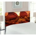 thumbnail image 2 of Saguaro Headboard, Dramatic Desert Scenery Like Burnt by Sun near Scottsdale Hot Rocks Serene Western Image, Upholstered Decorative Metal Bed Headboard with Memory Foam, Twin Size, Red, by Ambesonne, 2 of 4
