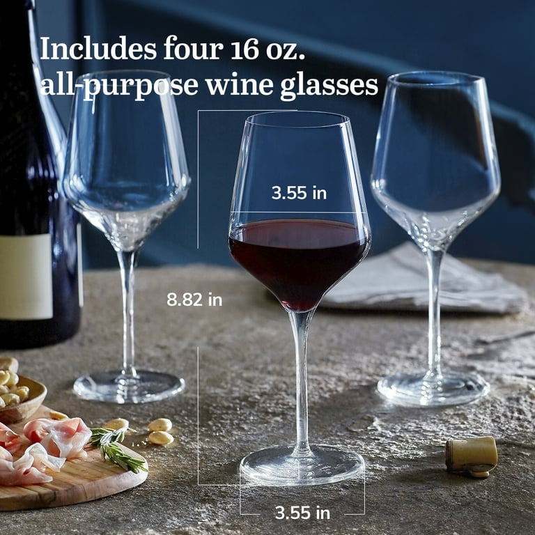 Libbey Signature Greenwich All-Purpose Wine Glasses, 16-Ounce, Set of 4,  Made in USA, Dishwasher Safe, Gift Box - Walmart.com
