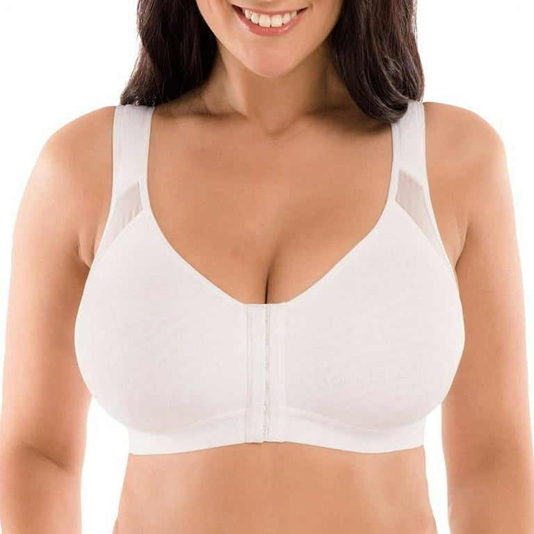 Women's Full Coverage Front Closure Wire Free Back Support Posture  Corrector Lift Up Bra 