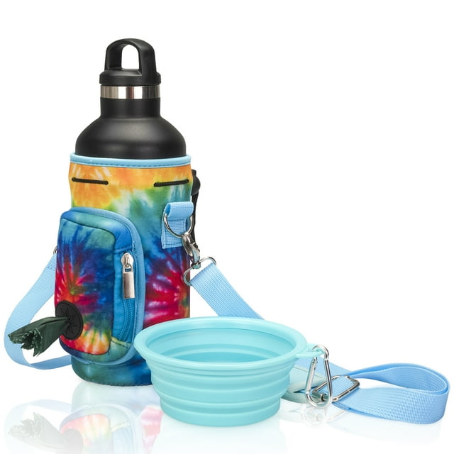 Made Easy Kit Porte-Bouteille d'Eau avec Poche pour Sacs à Déchets de Chien et Bandoulière Rembourrée Réglable