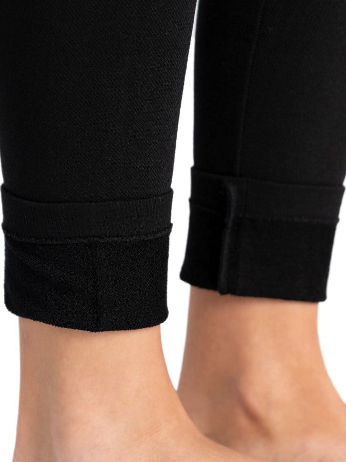 Womens Terry Lined Leggings, Black Terry, Small/Medium - image 4
