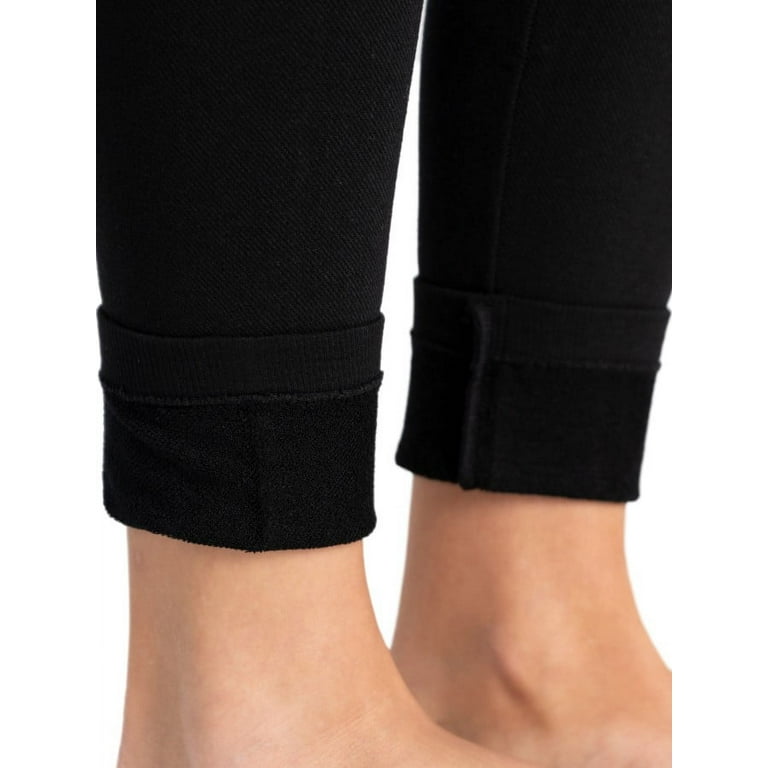MUK LUKS Womens Fur Lined Leggings, Black, Medium/Large