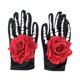 thumbnail image 2 of Guantes de Halloween, decoraciones de Halloween con decoración de flores de rosa, accesorios de cosplay, guantes negros con huesos de esqueleto estamp, 2 of 8