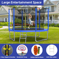 thumbnail image 5 of UIOWIO 10 ft Recreational Trampoline for Kids and Adults Outdoor Trampoline with Basketball Hoop Backyard Trampoline for 1-2 Adults & Toddler with Ladder,Enclosure Net,Blue, 5 of 7
