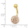 thumbnail image 2 of 10k Yellow Gold With Champagne Crystal Ball Belly Ring Dangle 23x11mm Wide Body Piercing Ring for Women, 2 of 2