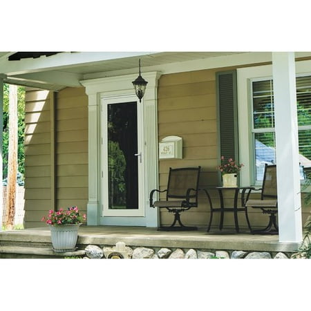 36 In X 80 In White Recessed Mount Left Hand Ultimate Security Storm Door With Meshtec Screen