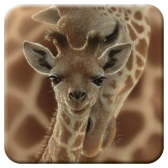3D LiveLife Cork Coaster Newborn by Deluxebase. Lenticular Giraffe Coaster with Art by Collin Bogle