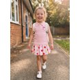 thumbnail image 3 of Argulvti Toddler Girls Summer 2 Piece Outfits Embroidery Ribbed Lapel Tank Tops and Apple Pencil Print Mini A Line Skirt Set, 3 of 9