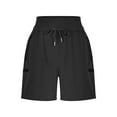 thumbnail image 4 of Bloomae Women's Hiking Cargo Shorts with Zipper Pockets Drawstring Elastic Soft High Waisted Quick Dry 7 Inch Long Shorts for Women Golf Athletic Black XXL, 4 of 8