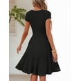 thumbnail image 3 of Merokeety womens 2026 spring summer ribbed crewneck cap sleeve a line mini dress black l, 3 of 4