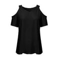 thumbnail image 4 of Womens Summer Tops Casual Shirt Summer Off Shoulder Top V Neck Blouse Solid Color Short Sleeve T Womens Tops Dressy Casual, 4 of 4