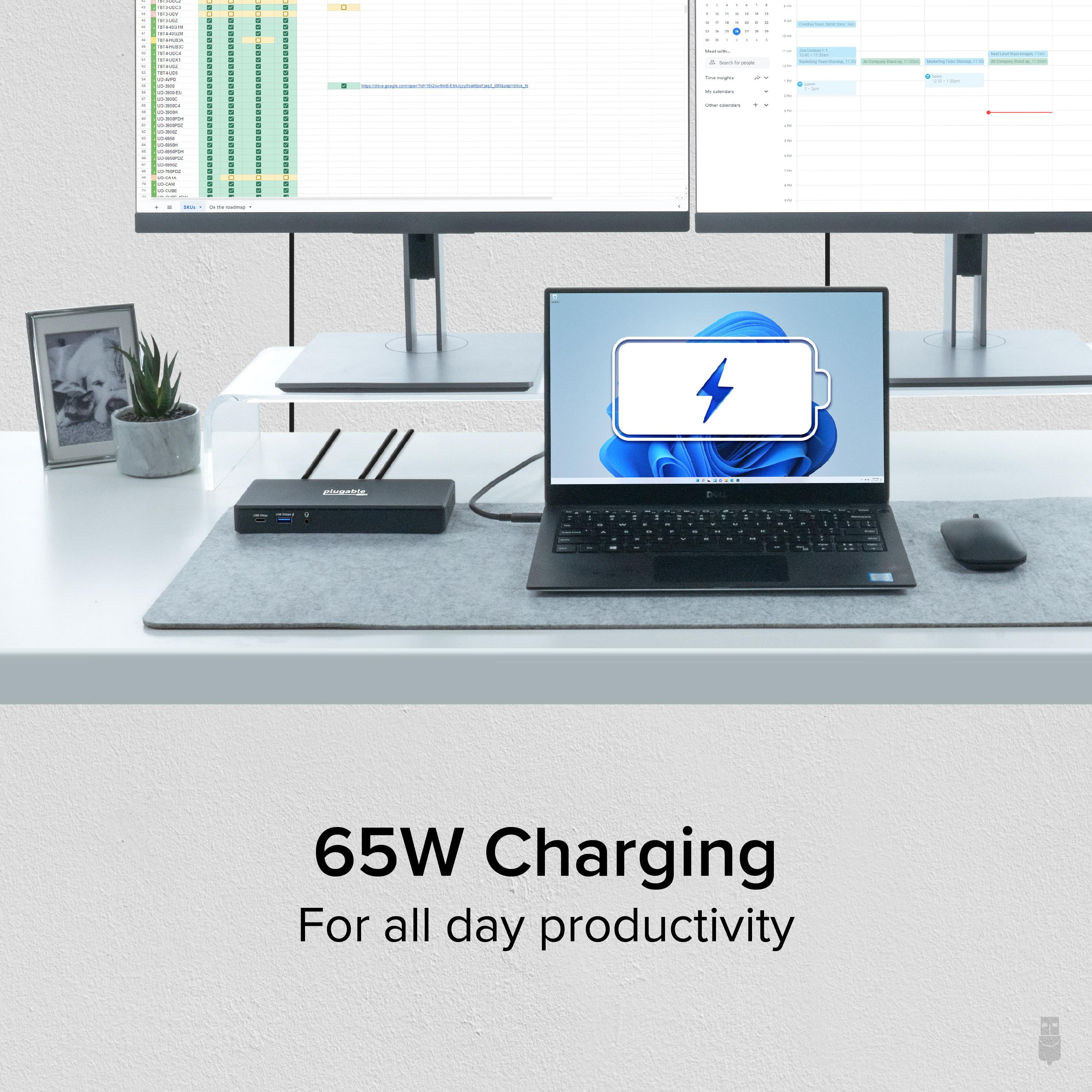 Plugable USB C Docking Station Dual Monitor 2 HDMI Ports, Power Delivery Dock, Dual 4K Monitor (ud-msth2)