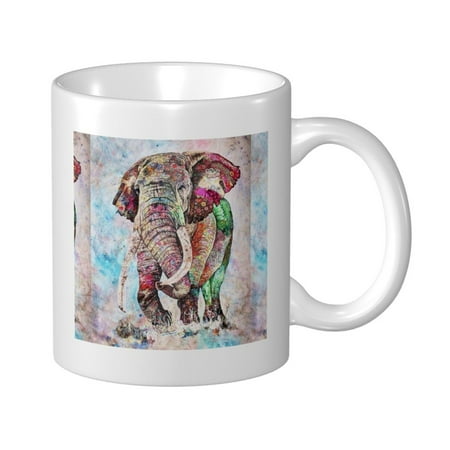 

Ceramic Mug Funny Coffee Milk Tea Mug Cup elephant painting Cup