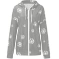 thumbnail image 4 of Pompotops Women Dandelions Printing Hooded Long Sleeve Zipper Drawstring Shirts Tops Coat, 4 of 5