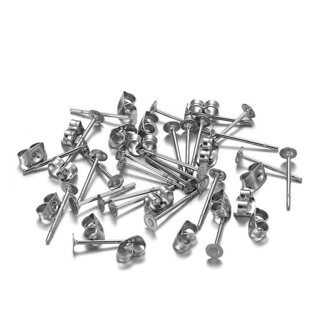 Earring Stud Base Multi Stainless Steel Accessories Personality Ear Pins Setting Decorations Wear DIY Jewelry Making Tool Steel Color 3mm