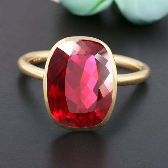 Cushion Cut Ruby Ring Art Deco Bridal Wedding Jewelry Solitaire Alternative Fine Women Jewelry Personalized Gift For Her