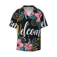 thumbnail image 3 of Balery Floral Welcome Sign Men's Casual Button Down Shirt Short Sleeve Textured Summer Cuban Beach Shirts-X-Large, 3 of 7
