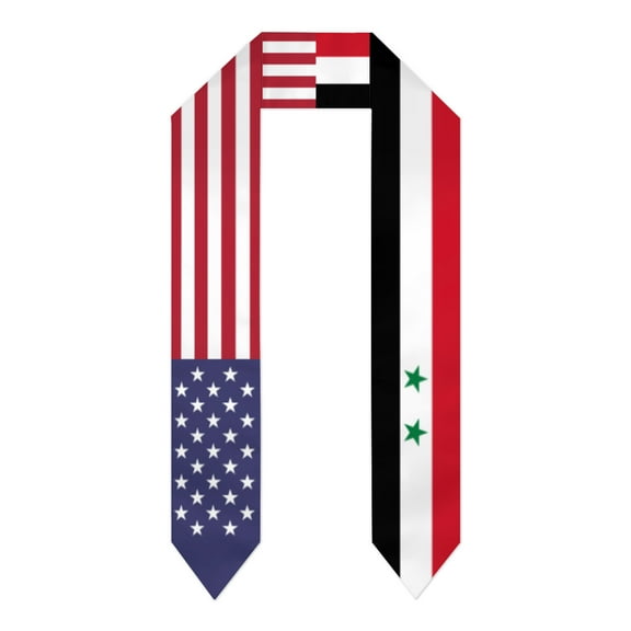 Syria & USA United States Flag Shawl Sash Stole Graduation Shawls Wraps Scraf For International Study