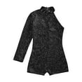 thumbnail image 3 of Linjinx Kids Girls Sparkling Shiny Gymnastic Dance Leotards Biketard Jumpsuit with Shorts Dancewear Black 10, 3 of 5