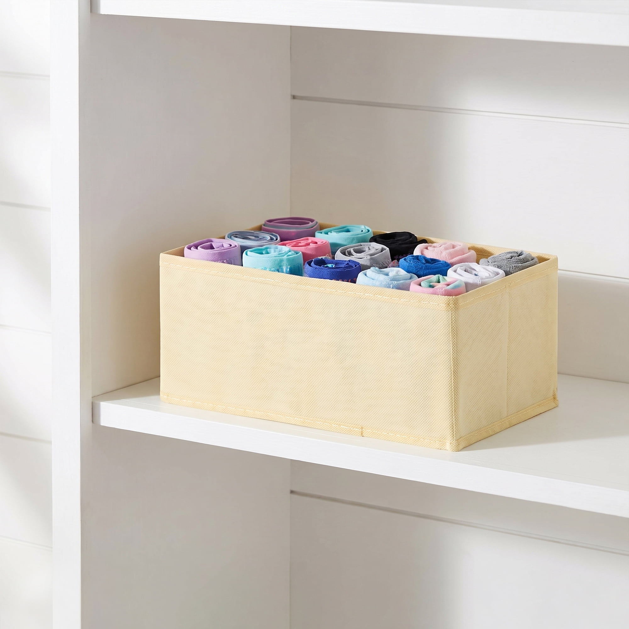 Unique Bargains Storage Bin with Zipper for Organizing Clothes Beige 11" x 5.5" x 4.7"