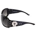 thumbnail image 3 of Rodeo Queen 2 Pairs of Fashion Women's Sunglasses Black Frame w/ Metal Cross Accent Piece Bling Rhinestones & Smoke Gradient Lenses, 3 of 7
