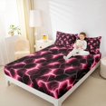thumbnail image 3 of Manfei Futuristic Hexagon Queen Sheets, Pink Neon Honeycomb Queen Sheet Sets, Pink Black, Black Reversible 4 Pieces1 Flat Sheet + 1 Fitted Sheet + 2 Pillowcases, 3 of 6