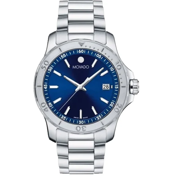 Movado Active Sport 2600168 Blue Dial Stainless Steel Silver Bracelet 40MM Mens Watch