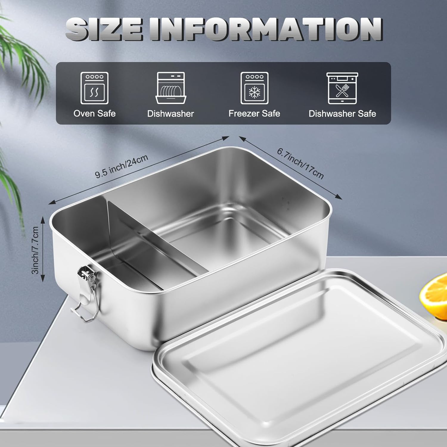 4 Pcs Stainless Steel Food Containers 2400ml Metal Bento Lunch Box Leak Proof Reusable Dishwasher Snack Boxes for Work