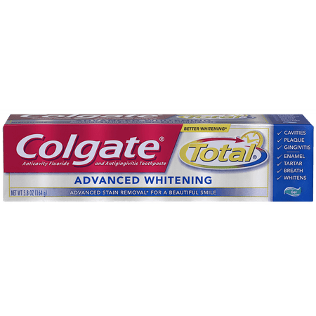 (2 pack) Colgate Total Advanced Whitening Toothpaste, Gel - 5.8