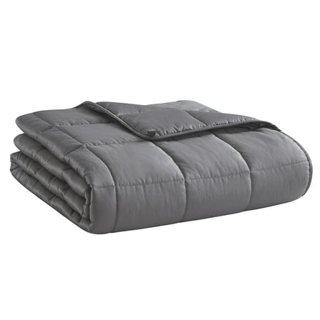 Weighted Blanket for Adults 48x72 Inches, 15lbs Heavy Cooling Throw, Glass Beads Filled Microfiber, Breathable All-Season Comforter, Dark Grey