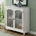 thumbnail image 2 of Accent Storage Cabinet with Adjustable Shelves, Retro Console Table Wooden Sideboard Cupboard with 2 Doors for Entryway Kitchen Living Room, Easy Assembly, White, 2 of 7