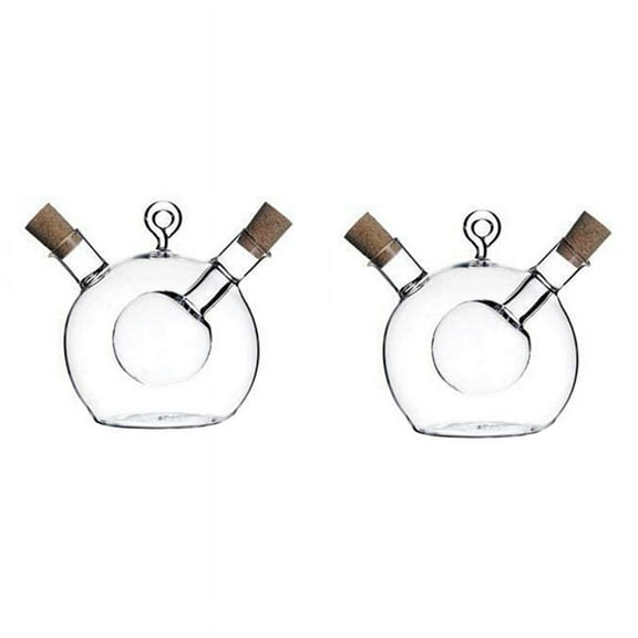 2X Olive Oil and Vinegar Dispenser 2 in Glass Bottle Oil and Vinegar Bottle with Cork Stopper