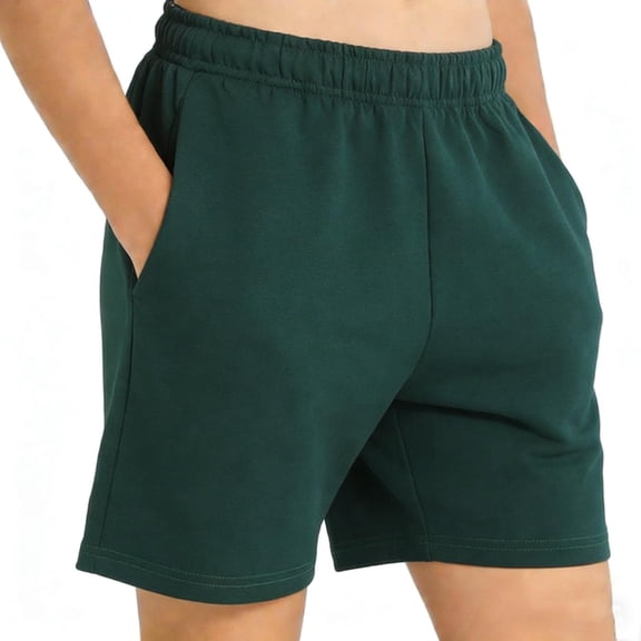 CYRBOKO Boys Shorts for Kids, Stretchy Elastic Waist Casual Relaxed Fit Summer Bottoms Green Size 7-8 T