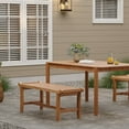 thumbnail image 3 of LuxenHome Natural Solid Wood 47.2-Inch Long Rectangle Outdoor Bench, 3 of 8