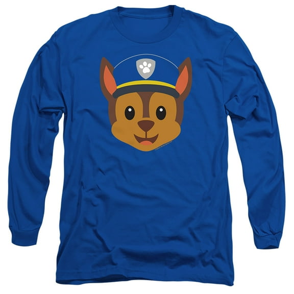 Paw Patrol Chase Expression Unisex Adult Long-Sleeve T Shirt (Large) Royal Blue
