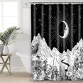 thumbnail image 2 of Black Shower Curtain,Minimalist Bobo Mountains Bathroom Shower Curtains,Mandala Wildflower Hippie Moon Bath Curtain Set with 12 Hooks 72x72in,Waterproof Fabric, 2 of 6