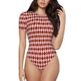 thumbnail image 1 of Easygdp Carrés Rouges et Bruns pour Maillot de Bain une Pièce pour Femmes Ajusté Col Rond Justaucorps Maillot de Bain Athlétique avec Boucle Dissimulée-Grand, 1 of 7